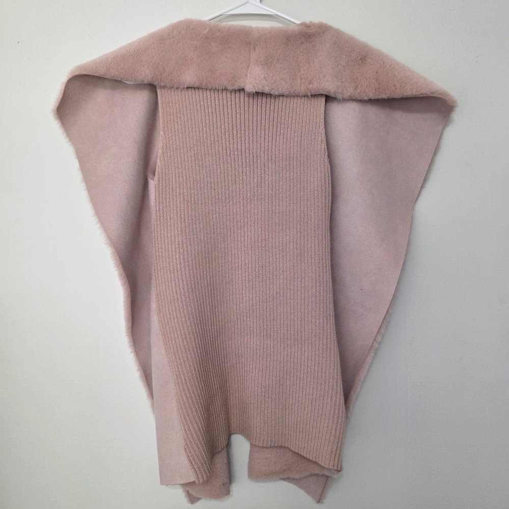Twelfth Love‎ Faux Fur Ribbed Knit Vest Womens Medium Pink Dusty Rose Glam Luxe - Picture 2 of 9